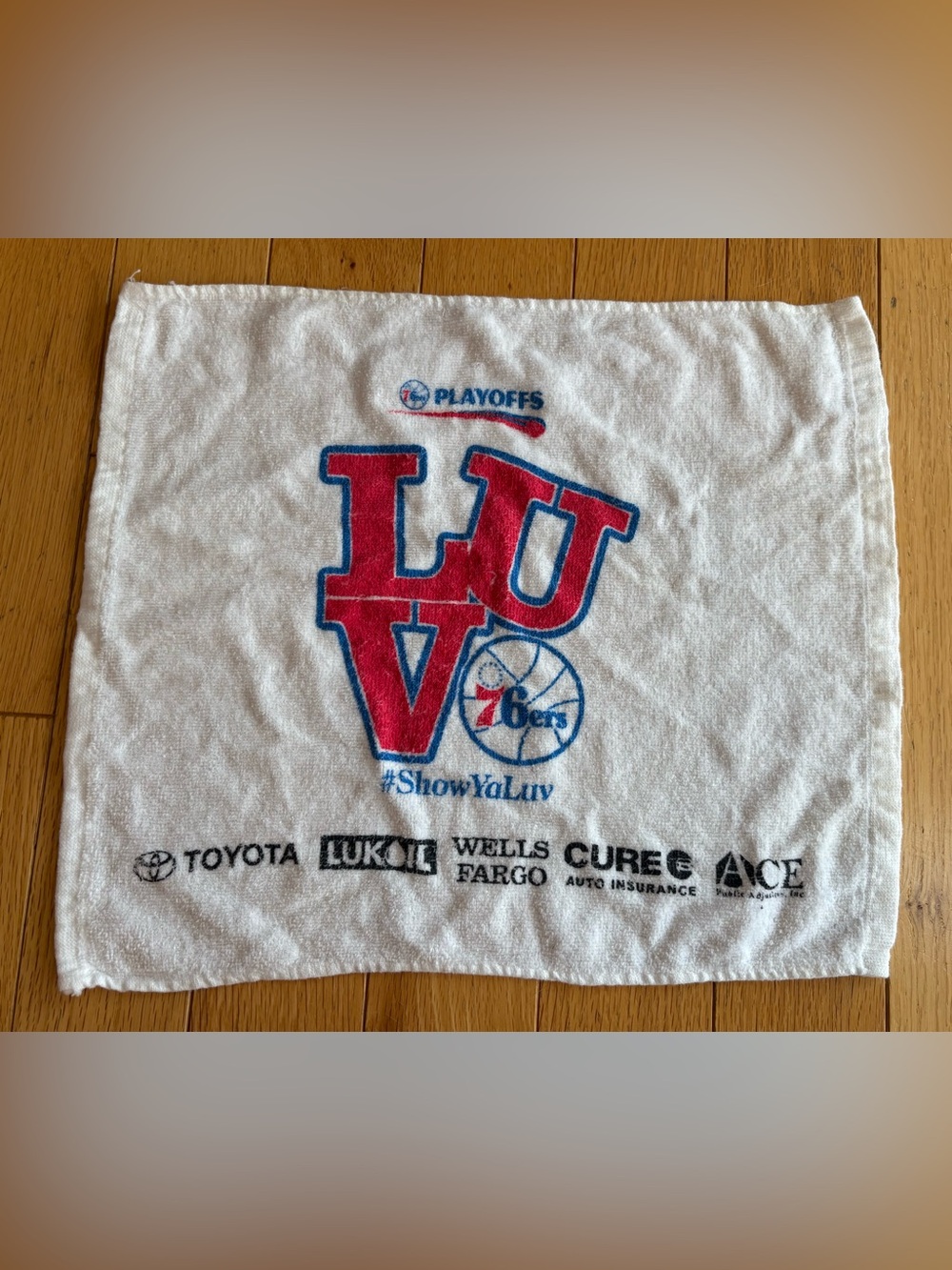 Philadelphia 76ers Sixers NBA Rally Towel SGA Logo Playoffs “Show Ya Luv”